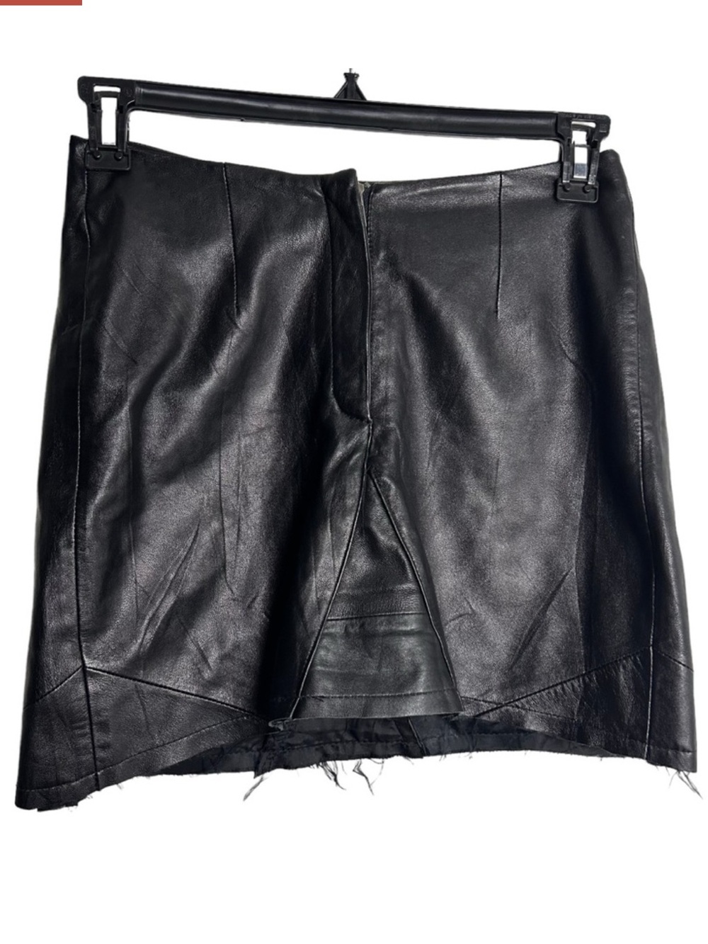 Wilson's Leather Raw edge Front Zip Fully Lined Mini Skirt